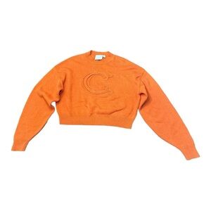 C/MEO Collective Orange Crop Knit Monogram C Sweater Luxury Preppy Women’s Sz M